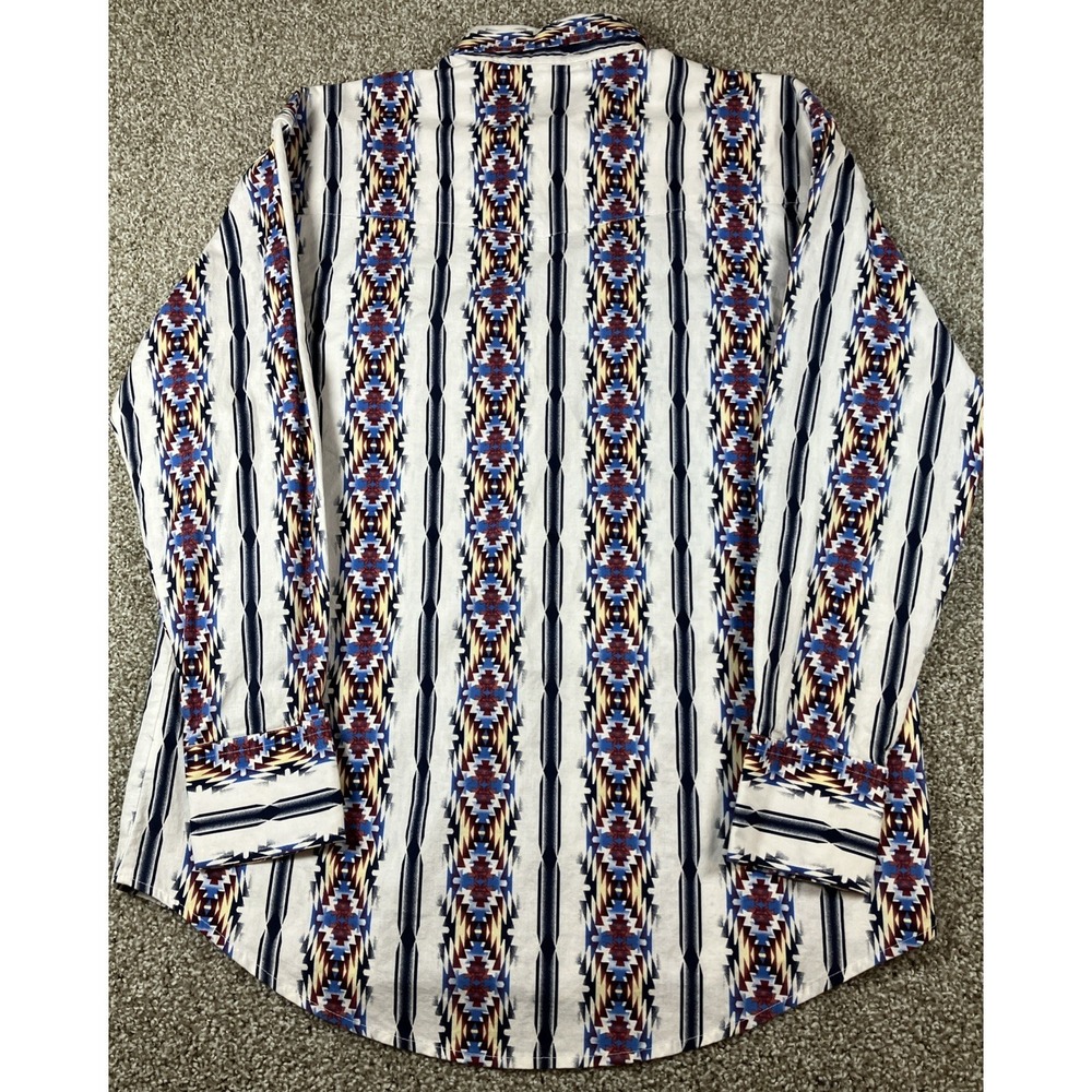 Wrangler Aztec Pearl Snap Button Down Shirt Mens Size Large Western Shirt‎ - Picture 8 of 11